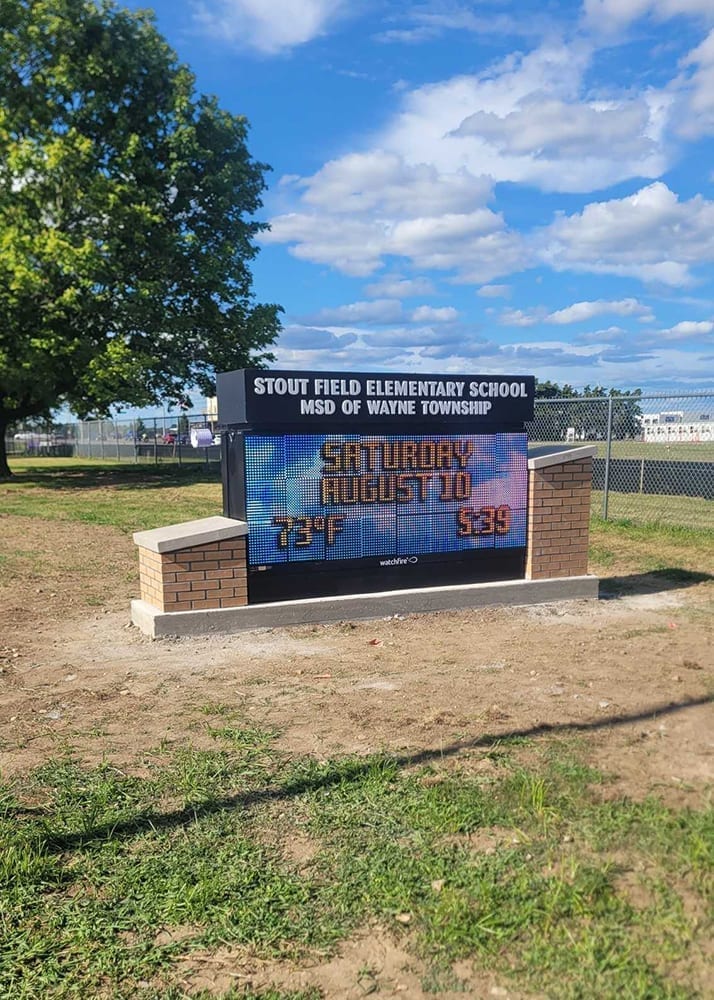 Midwest Signs Wayne Township Stout Field EMC LED Board Watchfire Ground Sign 8 1