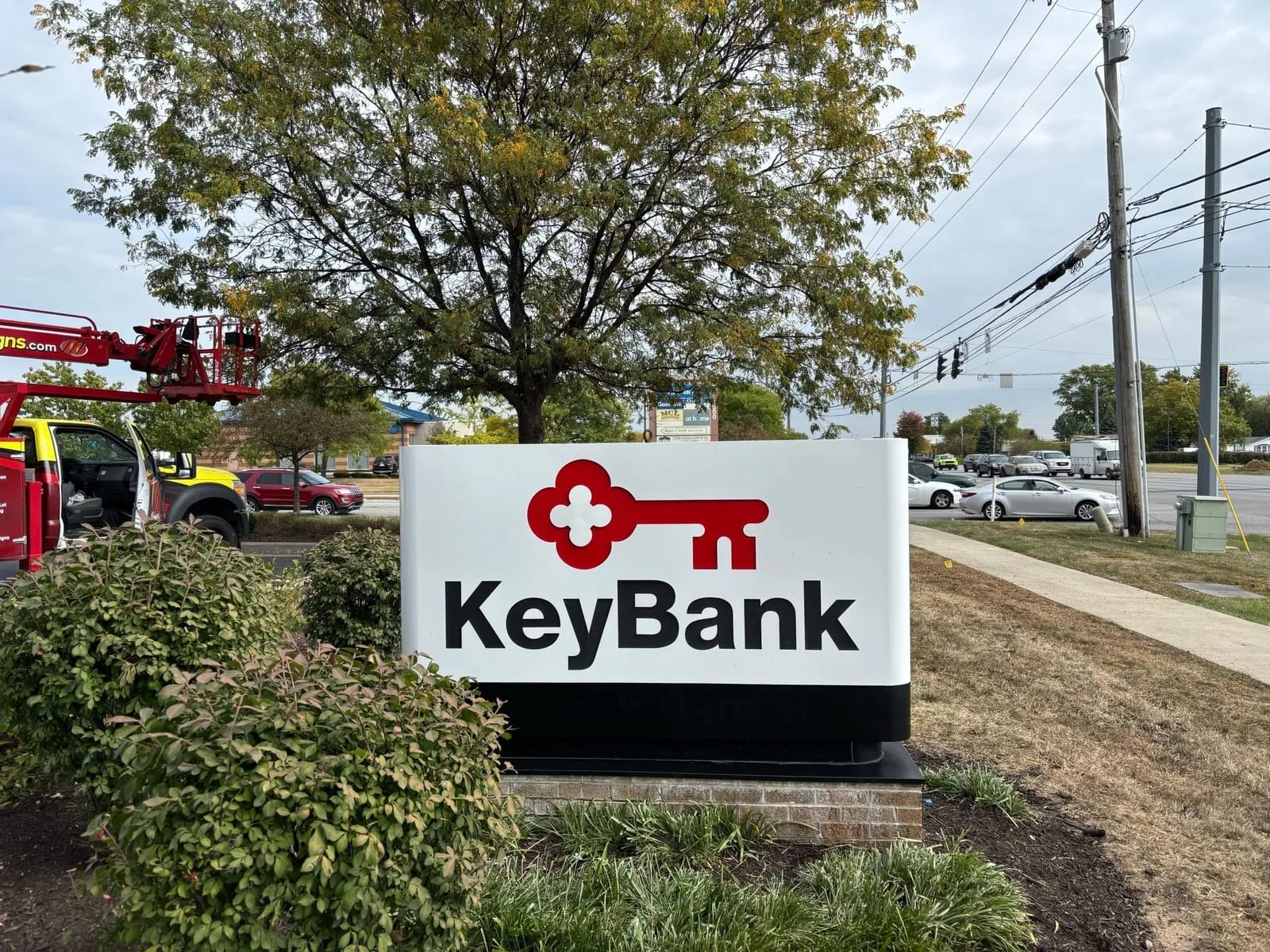 Key Bank Ground Sign Installation