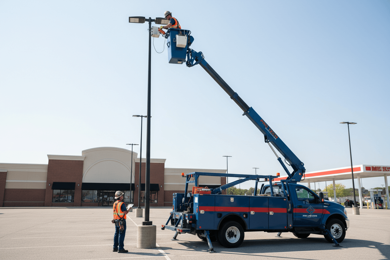 Commercial Lighting Repair in Indianapolis: Diagnosing Parking Lot and Canopy Lighting Failures