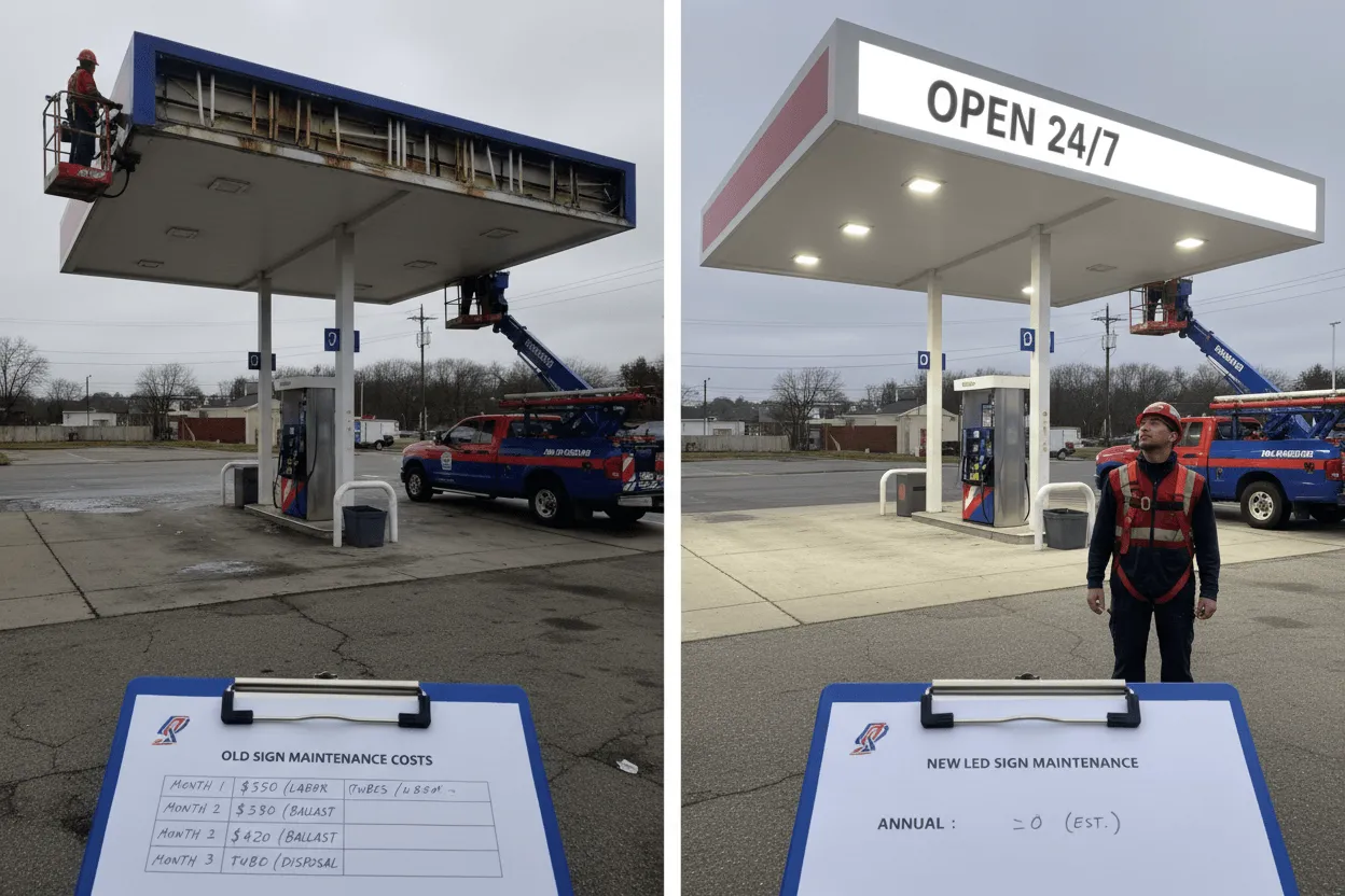 Led sign retrofitting installation in Indianapolis, IN utility rebate forms and incentive documentation for commercial