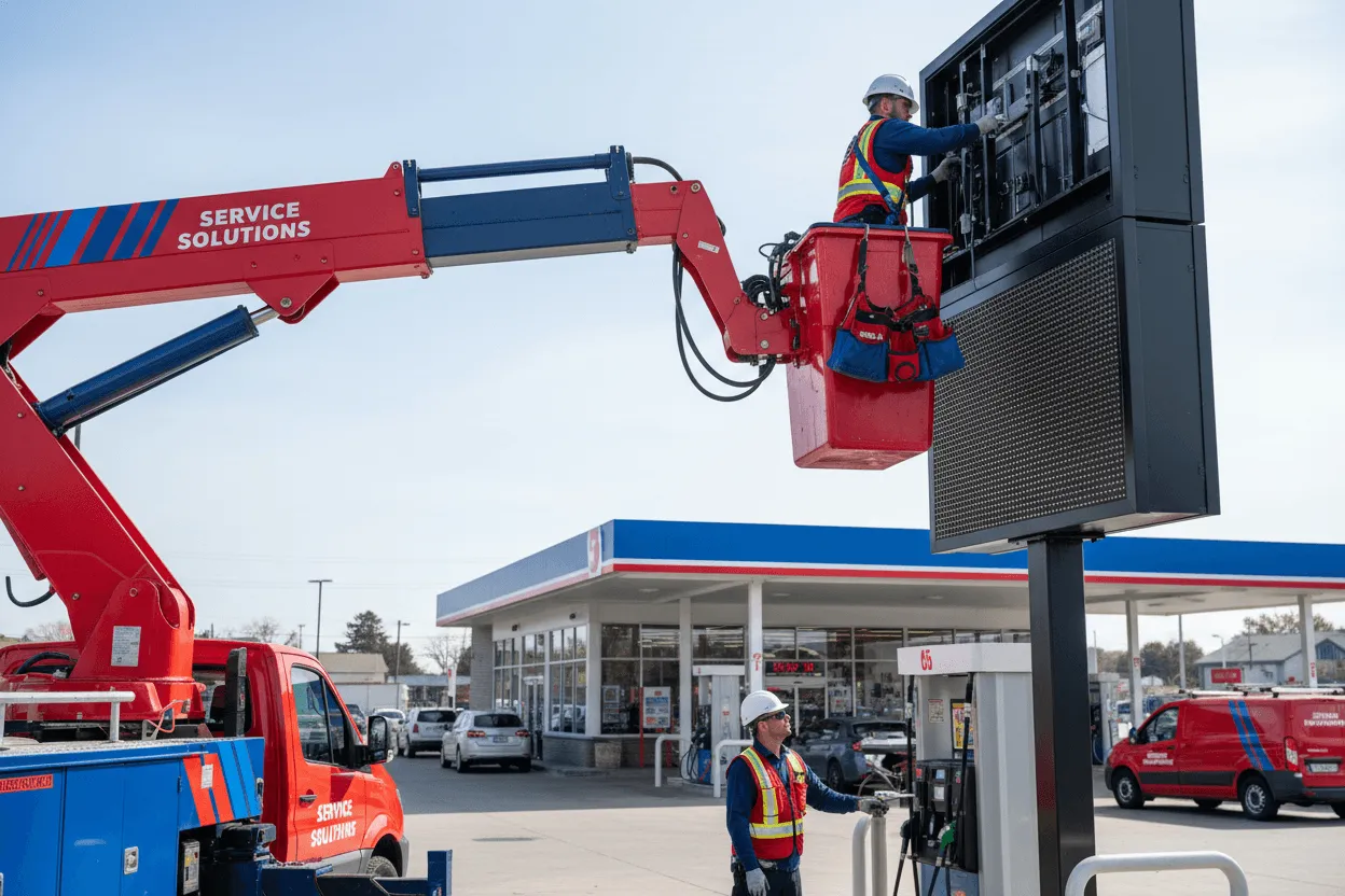 Sign maintenance services in Indianapolis, IN compliance documentation and inspection reports displayed on tablet screen