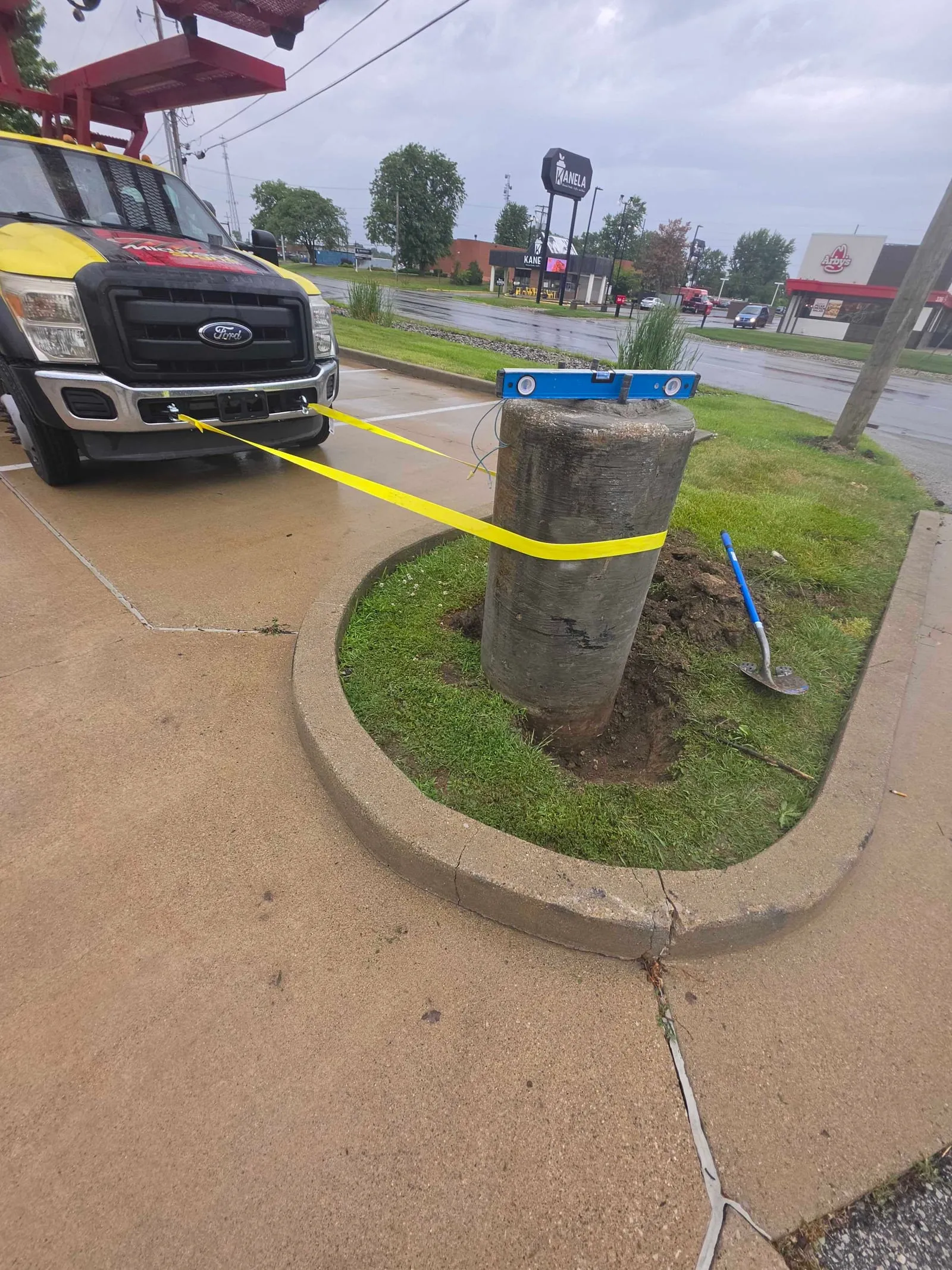 AutoZone New Haven Indiana pole sign foundation repair and new pole set