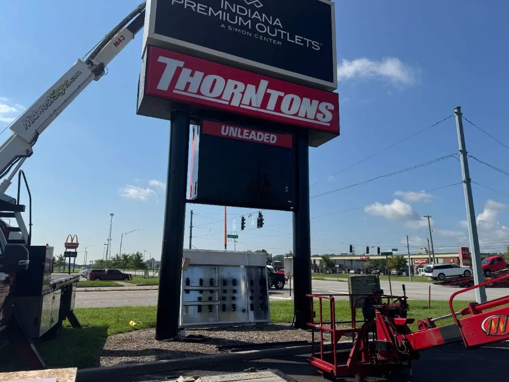 Thorntons pole sign installation and electrical repair
